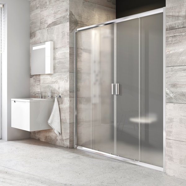 dušas durvis BLDP4, 1400 mm, h=1900, balts/caurspīdīgs stikls
